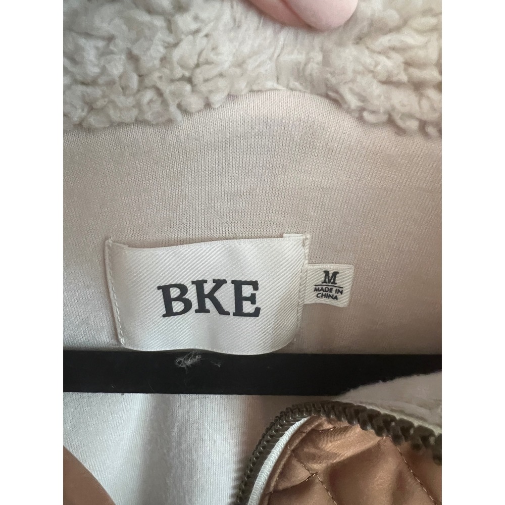 BKE Women's Sherpa Fleece Quilted Utility Jacket Cream Brown Size Medium - Picture 7 of 9